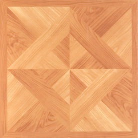 Tivoli Self Adhesive Vinyl Floor Tile 12" x 12", Classic Light Oak Diamond Parquet, 45 Pack