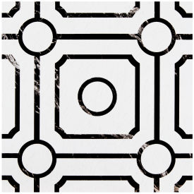 Retro Self Adhesive Vinyl Floor Tile 12" x 12", White/Black, Pack of 20