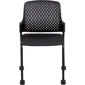 Next Stack Chair with Casters, 21-7/8"D x 22"W x 32-7/8"H, Black