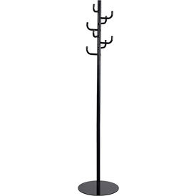 Hook Head Coat Rack, 15"D x 15"W x 68"H, Black