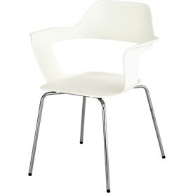 Bandi Shell Stack Chair, 19"D x 23-3/4"W x 31"H, White