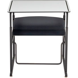 AlphaBetter Adjustable-Height Desk, Swinging Footrest Bar, 28 x 20", Dry Erase