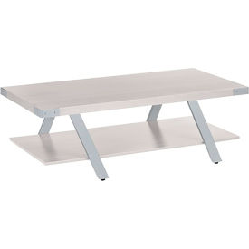 Mirella Coffee Table, 23-3/4"D x 48"W x 16"H, White Ash