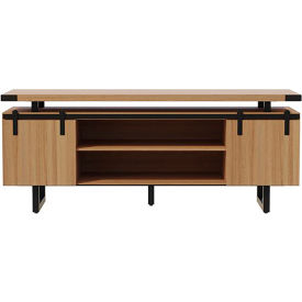 Mirella Low Wall Cabinet Wood Doors, 20"D x 72"W x 29-1/2"H, Sand Dune