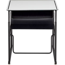 Safco® AlphaBetter Adjustable-Height Desk, Book Box, Swinging Footrest Bar, 28 x 20", Dry Erase