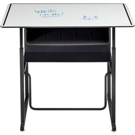 Desk, Book Box, Swinging Footrest Bar, 36 x 24", Dry Erase