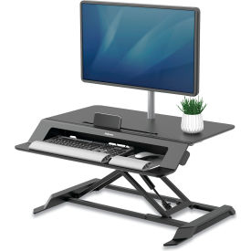 Lotus LT Sit-Stand Workstation, 34-3/8" x 28-3/8" x 7-5/8", Black
