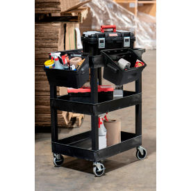 Plastic Utility Tub Cart, Three Shelves, 24" x 18", Black