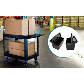 Heavy Duty Utility Tub Cart, Two Shelves w/ Outrigger Utility Cart Bins, 24-1/2" x 45-1/2"