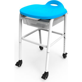 Adjustable-Height Stackable Classroom Stool with Wheels and Storage, 19"L x 19"W x 27"H
