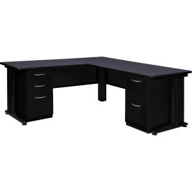 Fusion L Shaped Desk w/ Double Pedestal Drawer, 72"W x 78"D x 29"H, Grey