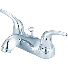 Two Handle Bathroom Faucet with Pop-Up Polished Chrome