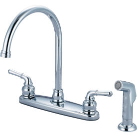 Two Handle Kitchen Faucet with Spray Polished Chrome
