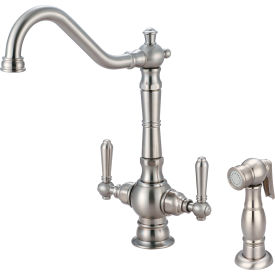 Two Handle Kitchen Faucet with Spray PVD Brushed Nickel