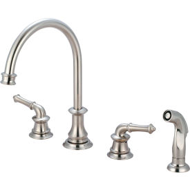 Two Handle Kitchen Faucet with Spray PVD Brushed Nickel