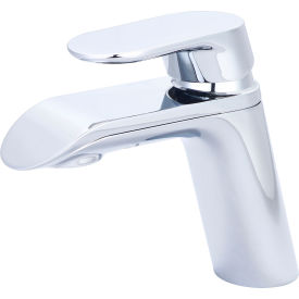 Single Lever Bathroom Faucet with Push Down Drain Polished Chrome