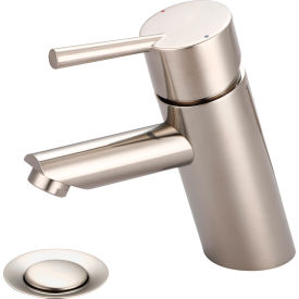 Single Lever Bathroom Faucet with Push Down Drain PVD Brushed Nickel