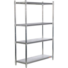 4 Shelf, Stainless Steel Shelving Unit, 48"W x 18"D x 74"H, Brushed Silver