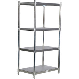 4 Shelf, Stainless Steel Shelving Unit, 36"W x 24"D x 74"H, Brushed Silver