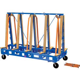 Steel/Wood Slab Transport Rack with Casters, 97" x 64", 4000 Lb. Capacity, Blue