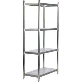 4 Shelf, Stainless Steel Shelving Unit, 36"W x 18"D x 74"H, Brushed Silver