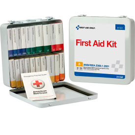 24 Unit First Aid Kit, 50 Person, ANSI Compliant, Class A, Metal Case