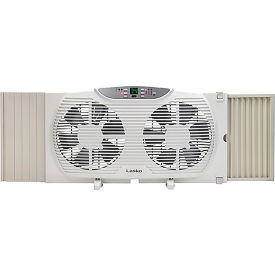 Electrically Reversible Twin Window Fan W/ Remote, 3 Speed, Gray