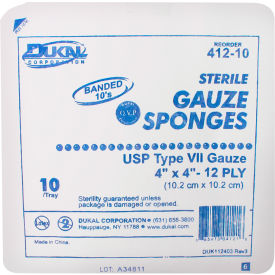 Gauze Sponge, 4" x 4", Sterile Tray, 12-Ply, 10/Tray, 128 Tray/Case