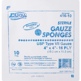 Gauze Sponge, 4" x 4", Sterile Tray, 16-Ply, 10/Tray, 128 Tray/Case