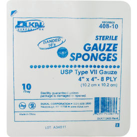 Gauze Sponge, 4" x 4", Sterile Tray, 8-Ply, 10/Tray, 128 Tray/Case