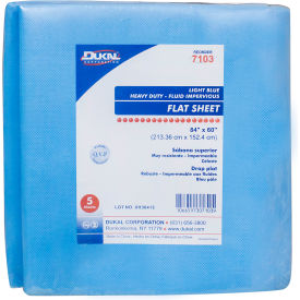 Flat Sheet, 84" x 60", Heavy Duty Fluid Resistant, Lt. Blue, 5/Bag, 10 Bag/Case