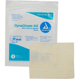 Silver Calcium Alginate Dressing, 4"L x 5"W, 10 Pcs