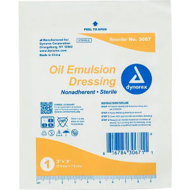 Oil Emulsion Dressing Bandage, 3"L x 3"W, 200 Pcs