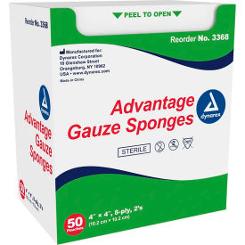 Advantage Gauze Sponge, Sterile, 4"L x 4"W, 8 Ply, 600 Pcs