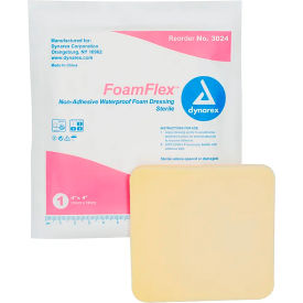 FoamFlex Non Adhesive Waterproof Foam Dressing, 4"L x 4"W, 120 Pcs