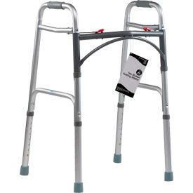 Two Button Folding Walker, Adult Size, 300 lb. Capacity, Pack of 4