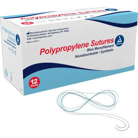 18"L Synthetic Non Absorbable Polypropylene Sutures C3 Needle, Blue, Size 5 to 0, 12 Pcs
