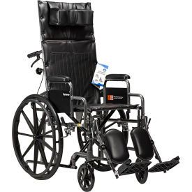 Reclining Wheelchair, Elevating Legrest & Detachable Desk Arm, 18" Seat