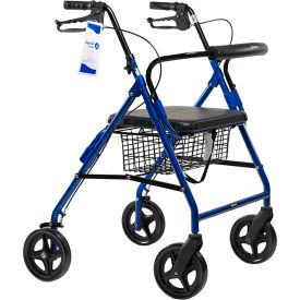 Dynarex DynaGo HD Bariatric Rollator, 500 lbs. Capacity, Blue