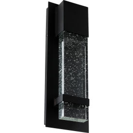 LED Wall Sconce w/ Rain Glass Panel, 13-3/4" Tall 5" Wide, 9W, Black Finish, Super White