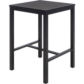Eveleen Outdoor 30" Square Bistro Table, Black Synthetic Polymer Top, Black Aluminum Frame