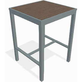 Eveleen Outdoor 30" Square Bistro Table, Silver Synthetic Polymer Top, Mocha Aluminum Frame