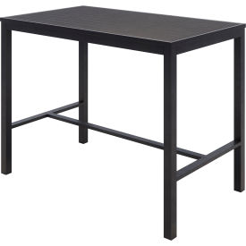 Eveleen Outdoor Rectangular Bistro Table 55"W x 32"D x 41"H, Black Polymer Top, Aluminum Frame