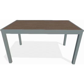 Outdoor Rectangular Bistro Table 55"W x 32"D x 41"H, Mocha Polymer Top, Aluminum Frame