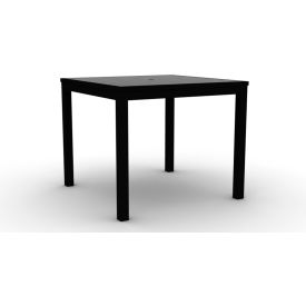 Eveleen 35" Square Outdoor Table, Black Polymer Top, Aluminum Frame