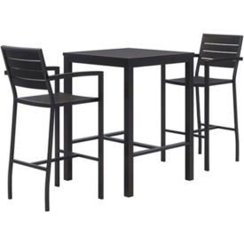 Square Table 30" with Two Chairs, Black Table/Chairs