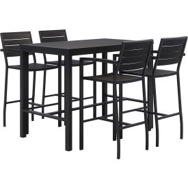 Rectangular Table 55"W x 32"D x 45-5/8"H with 4 Chairs, Black Table/Chairs