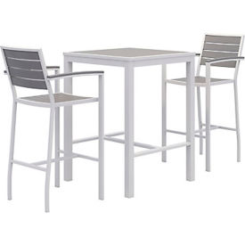 Square Table 30" with Two Chairs, White/Gray