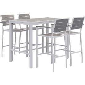 Rectangular Table 55"W x 32"D x 45-5/8"H with 4 Chairs, White/Gray