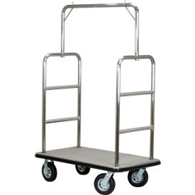 Midtown Bellman's Cart - Stainless Steel Finish, Grey Deck, 8" Pneumatic Wheels